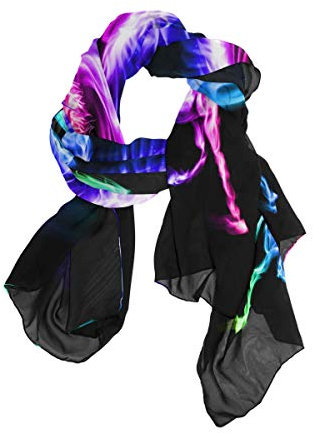 linomo Damen Chiffon Seide Großer Schal Galaxis Regenbogen Pferd Langer Schal Wickel Seidenschal