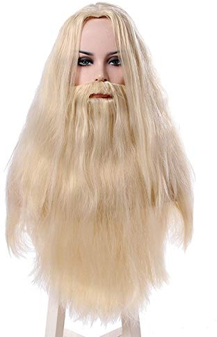 L-email wig Albus Dumbledore Cosplay Wigs Lucius Malfoy Rubeus Hagrid Bellatrix Lestrange Moive Halloween Wig Synthetic Hair 20inches Beige