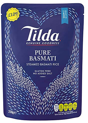 Tilda Pure Basmati Steamed Basmati Rice, 6 x 250g
