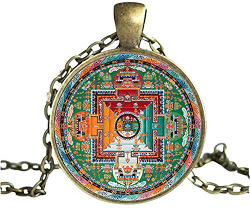 EXINOX Tibetisch-buddhistische Magdala-Halskette für Herren und Damen, Metall