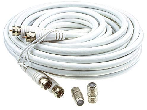 kenable TWIN Satellite Moulded F Type Plug to Socket RG6 Extension Cable 10m White [10 metres]