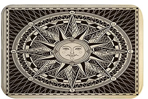 A.Monamour Tappetino per Il Bagno Antiscivolo Assorbente Classico Vintage Rotondo Nautico Sole Rosa Dei Venti Ornamenti Etnici Tappeto Tappetini Doccia Passatoia da Cucina Zerbino Tappeti Cameretta