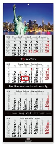 GEIGER-OFFICE 4-Monats-Wandkalender 2026 Großformat 33 x 90 cm mit attraktivem New York -Bildmotiv