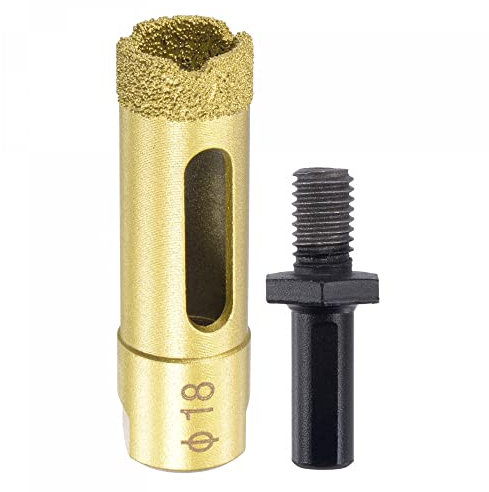 sourcing map Brazed Diamond Core Drill Bits 18mm Hole Saws with M10 Arbor Adapter for Porcelain Tile Marble Concrete Stone Brick