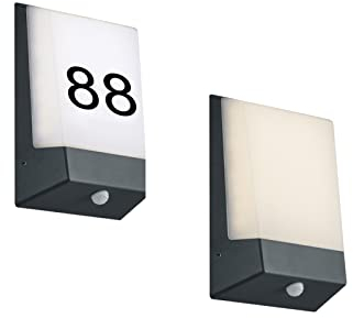 meineWunschleuchte 2-er Set Außenwandlampen mit Dämmerungssensor & Hausnummernset, Höhe 21cm