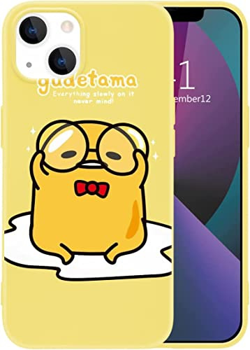 MAYCARI Case Yellow for iPhone 13 Pro Max, Cute Cartoon Gudetama Full Protective Liquid Silicone Soft TPU Rubber Protective Phone Cover with Soft Microfiber Lining for iPhone 13 Pro Max(Men&Women)
