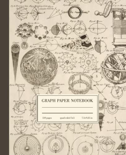 Graph Paper Notebook Quad Ruled 5x5: Astronomy Vintage Science Illustration | Aesthetic Composition Book For Math Physics Engineering Student | 5 squares per inch