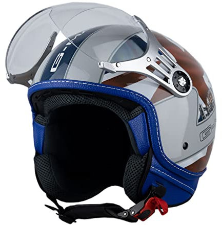 G-MAC Metro Evo Jet Open Face Retro Classic ECE 2205 Motorcycle Scooter Helmet (London, M)
