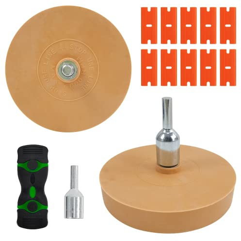 Taipintee 2 Stücke Folienradierer mit Adapter 88mm, Zierfolien, Zierstreifen Aufkleber, inkl 1 Metall Entfernungswerkzeug und 10 Kunststoffwerkzeuge, zum Reinigen von Autos (88mm)