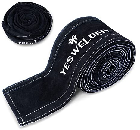 YESWELDER WIG-Schweißbrenner-Kabelabdeckung, schwer entflammbar, Leder, schwarze Abdeckung, 7,6 m Länge