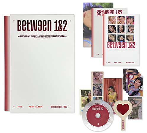 TWICE - [BETWEEN 1&2] (Complete Ver.)Photobook + CD-R + BOX + Polaroid + Postcard + Sticker + Message Photocard + Heart Glass + Folded Poster + Photocard + 2 Pin Button Badges