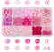PH PandaHall 430pcs Perles roses en acrylique, 16 styles Perles Intercalaires Assorties Roses Grosses boules de chewing-gum Perles rondes lisses pour bracelet collier bijoux d'été