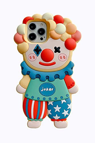 SGVAHY Schutzhülle für iPhone 14, niedliches Kawaii-3D-Cartoon-Clown, weiches Silikon, stoßfest, Schutzhülle für Kinder und Mädchen