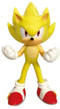 Comansi, Super Sonic the Hedgehog Figures, Plastic Hand-Painted Toys, Non-Articulated Display, Perfect for Kids and Cake Topper Party Decorations, Sonic Birthday Gift, 9 Cm