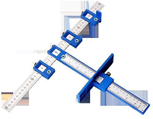 Bohrlehre,Bohrschablone Griffe,Bohrhilfe Bohrführungshülse Schrank Hardware Jig Schablone,Imperial & Metrisch,ABS + Aluminium Holzbohrdübel Lineal Messwerkzeug für die Montage von Griffen