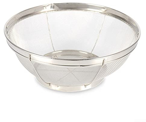 Colador de cocina de malla metálica, colador de pasta de malla fina grande de acero inoxidable para arroz y quinoa y yogur (24,5 cm)