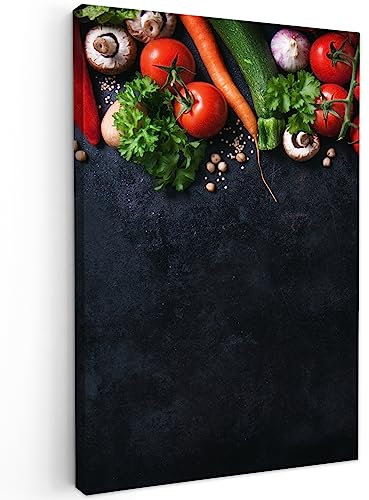 MuchoWow© Leinwand 40x60 cm Deko Schlafzimmer Aesthetic Leinwandbilder Wohnzimmer Gemälde Foto Geschenk Living Room Decoration Küchenbilder - Bild Küche - Gemüse - Kräuter - Gewürze