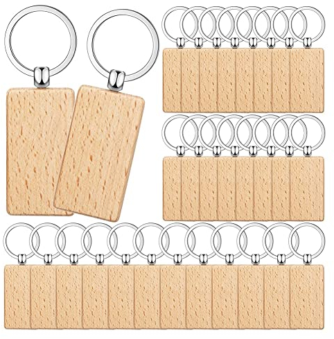 Dasing 50 StüCk -SchlüSselanhäNger SchlüSselgravur-Rohlinge Unbehandeltes SchlüSselanhäNger SchlüSselanhäNger SchlüSselanhäNger für Heimwerker, Rechteckig
