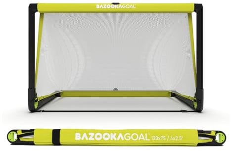 BazookaGoal Pop-Up Fußballtor - Klappbares Mini-Fußballtor für Garten & Indoor - Tragbares Fußballtor für Kinder & Erwachsene - Stabil & Wetterfest (1,20 x 0,75 m)