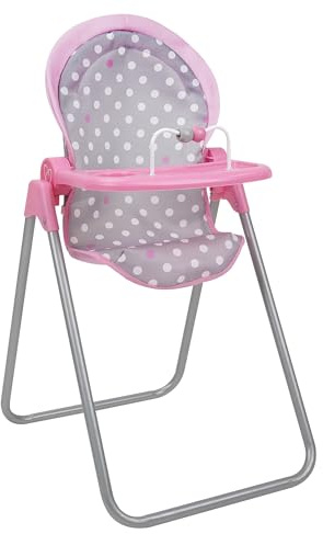 509 Crew: Cotton Candy Pink: Foodie Doll Highchair - Pink, Grey, Polka Dot - for Dolls Up to 21, Sturdy, Kids Pretend Play, Ages 3+