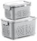 GMYIAK 2 Pack Fresh Container,Produce Saver Container for Refrigerator,Vegetable Fruit Storage Container,with Lid and Strainer,Keeps Fruits and Vegetables Fresh for a Long Period of Time