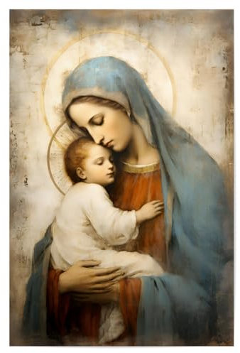 artboxONE Poster 30x20 cm Abstrakt Jungfrau Maria mit Kind - Bild Bild Maria Fresco Bild Maria Fresco Christentum
