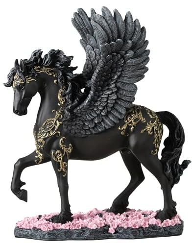 Veronese Design Pegasus griechische Mythologie-Kreatur-Figur, geflügelt, göttlich, schwarz, 26,7 cm, handbemalt, Kunstharz, Pferde-Skulptur für Zuhause