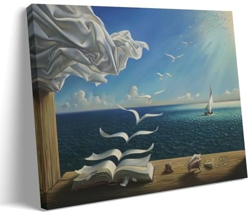 HBEOOP Salvador Dali berühmte Farbe (Wellenbuch), Druck, Poster, Leinwand, Wandkunstdrucke, Foto, Bild, Gemälde, Raumdekoration, Heimdekoration, 60 x 90 cm