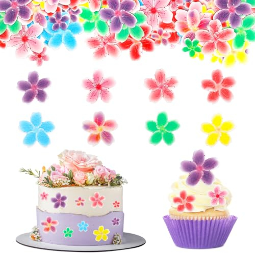 Essbare Blüten Tortendeko,35 Stk Essbare Blumen für Torte,Essbare Tortendeko Blumen Bunt,Tortendeko Blumen Essbar,Esspapier Blumen Cupcake Deko Geburtstag,Kuchen Deko Blumen Essbar für Hochzeit, Taufe