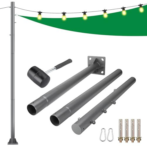 BRILLIHOOD 2,7 m Sonnensegelstange, 7,6 cm Durchmesser, Schatten-Stoffpfosten, robustes Metallstangen-Set für Sonnensegel, Vordach, Terrasse, Hinterhof, Deck, Beton, 1 Stück
