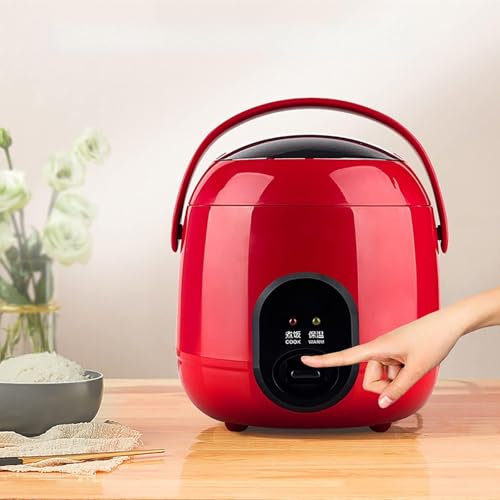 MGHRUE Petit Cuiseur À Riz 1,2 L, Multicuiseur Entièrement Automatique, Pot Intérieur Antiadhésif pour 1 À 2 Personnes,Rouge