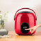 MGHRUE Petit Cuiseur À Riz 1,2 L, Multicuiseur Entièrement Automatique, Pot Intérieur Antiadhésif pour 1 À 2 Personnes,Rouge