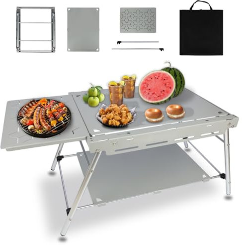 supregear Outdoor Camping Faltbarer Tisch, Leichtes Gestell aus Aluminiumlegierung mit Tragetasche, Einfacher Aufbau und faltbares Design, Ideal für Grillen, Garten, Essen, BBQ, Party, Set 1
