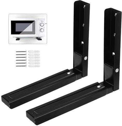 ANTEISI Supports réglables pour micro-ondes, charnière de montage mural pour micro-ondes L, support mural pour micro-ondes peu encombrant, supports d'étagère à 90 degrés, charnière d'étagère