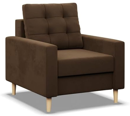 Mebligo - Sessel Wohnzimmer Blank, Relaxsessel mit Bonell Federkern, Fernsehsessel im Skandinavischen, Loungesessel Moderne, Sessel & Stühle - braun (Mikrofaser 20)