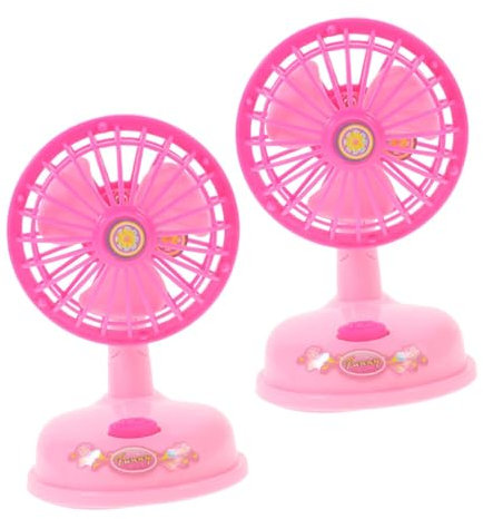 Cabilock 1 Juego Mini Ventilador Juguete Para Niños Ventilador De Pie Para Casa De Muñecas Juego De Simulación De Electrodomésticos Juego De Imitación De Electrodomésticos Rosa 2 Piezas