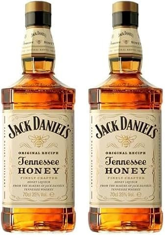 Jack Daniel's Honey Whiskey, Combina Jack Daniel’s Tennessee Whiskey y un Toque de Miel, Sabor Caramelo, 35% Vol. Alcohol, 700ml (Paquete de 2)