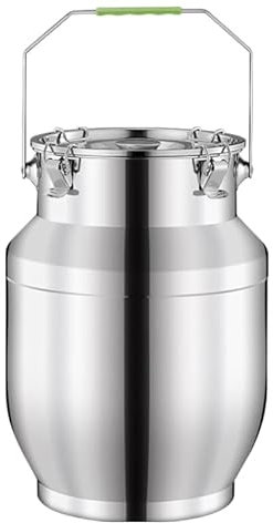 Milchkanne aus Edelstahl, Weineimer, Tragekrug, robuster Milcheimer mit versiegeltem Deckel und Schloss für die Lagerung und den Transport von Milch/Wein, 15 l