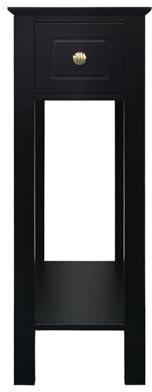 woodluv Bedside Storage Unit, Slimline Tall Telephone Table, Bedside Cabinet, Hallway Entryway Furniture, Freestanding Night Stand, Bedroom Side-table, Slimline Storage For Home - Black