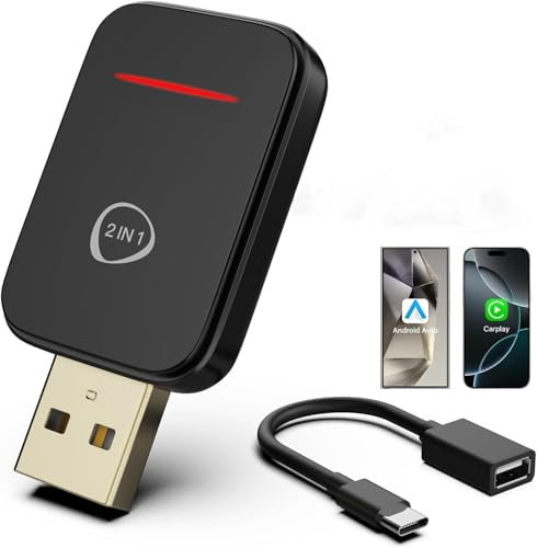 2025 Mini Carplay Wireless Adapter & Android Auto Dongle für iPhone Android,Upgrade Convert Wired to Wireless Car Play Adapter Fit for Factory OEM CarPlay Cars from 2016+,Auto Connect