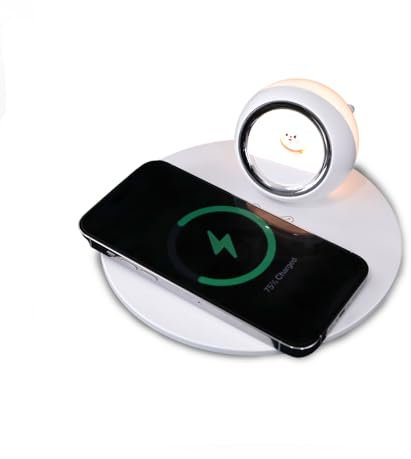 Alarm Clock with Wireless Charger – 10W Qi Fast Charging Clock, LED Touch Night Light with 180° Rotating Lamp, Bedside Digital Alarm Clock for iPhone, Samsung & Pixel
