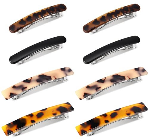 6 PCS French Hair Clip 7cm/3 Barrette Tortoise Shell Acetate French Barrettes Hair Clips Delicate Accessories Colorful Hair Slides Barrette Clips for Girls and Women
