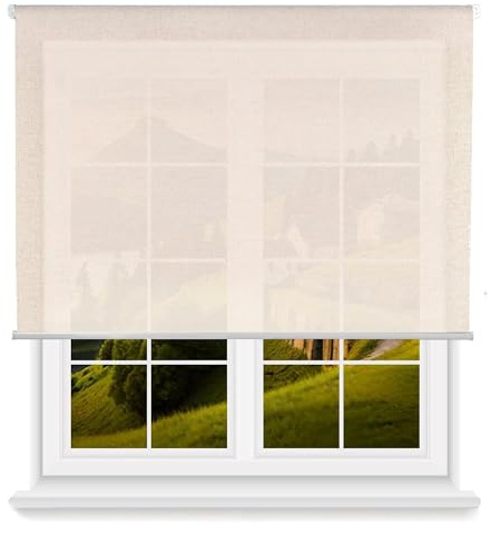 Rollo, lichtdurchlässig, glatt, Leinenfarben, 80 x 175 cm (B x L) / Stoffgröße 77 x 170 cm