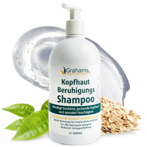 Grahams Natural Scalp Relief Shampoo – Sanftes Shampoo bei trockener, juckender & schuppiger Kopfhaut – Ideal bei Schuppen, Ekzemen & Psoriasis – Mit kolloidalem Hafer & Grüntee-Extrakt – Steroidfrei