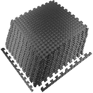 Bodenschutzmatte Schutzmatten Set 20er Sportmatte Gymnastikmatte Puzzlematte Unterlegmatten Sportgeräte Fitnessmatten Turnmatte Trainingsmatte für Fitnessraum &Fitnessgerät (Schwarz)