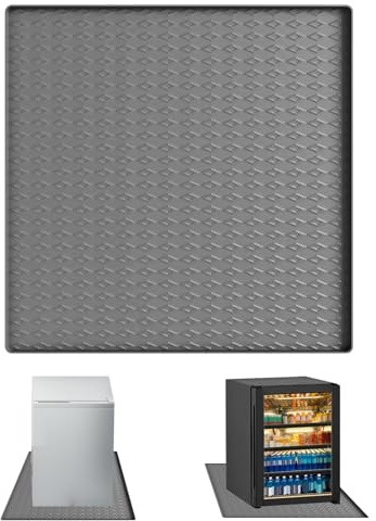 Kühlschrankmatte, 60x60cm Silikon Kühlschrankmatten Erhöhtem Rand, Wiederverwendbare Kühlschrank Tropfschale, Unterkühlschrank Matten Bodenschutzmatte für Trockner Waschmaschine Tische, Grau