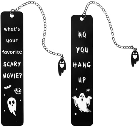 Halloween Horror Lesezeichen, Gruseliges Geister Lesezeichen aus Metall Doppelseitiges Design Gothic Lesezubehör Gruselige Korbfüller für Frauen Männer Gruselfilm-Fans Buchliebhaber Geschenk