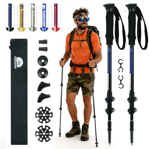 Underwood Aggregator Teleskop-Wanderstöcke – 2er-Pack ultraleichte Aluminium-Wanderstöcke für Damen und Herren, Verstellbarer Trekkingstock für Bergtouren, Anti-Schock-System