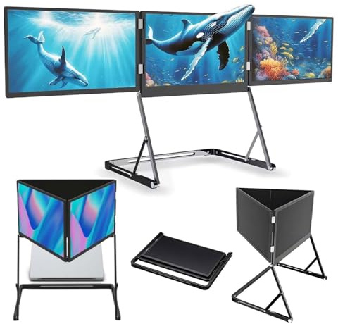 Generisch 15,6 Tri-Screen Monitor-Extender, Faltbarer, tragbarer und Leichter 1080p FHD-Monitor, 100% sRGB for farbgenaues Arbeiten, HDMI/USB-C Plug & Play for Windows, Mac und Android