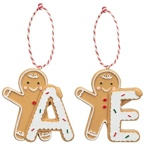 Gingerbread Alphabet Tree Decoration - Assorted (Random Design, You Will Get Pack of 2) - Bring Warm and Wholesome Charm to Your Christmas Décor